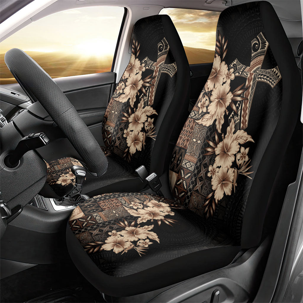 Samoa AIGA Mamanu Siapo Malu Motifs Car Seat Cover Black Ver LT7 - Polynesian Pride