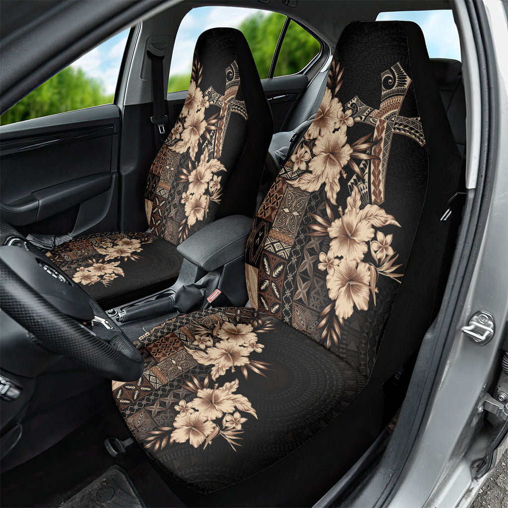 Samoa AIGA Mamanu Siapo Malu Motifs Car Seat Cover Black Ver LT7 - Polynesian Pride