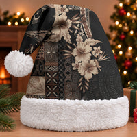 Samoa AIGA Mamanu Siapo Malu Motifs Christmas Santa Hat Black Ver LT7 With Fur Black - Polynesian Pride