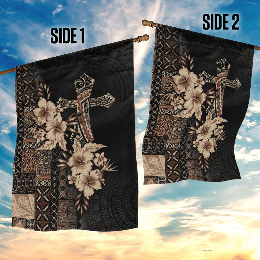 Samoa AIGA Mamanu Siapo Malu Motifs Garden Flag Black Ver LT7 - Polynesian Pride