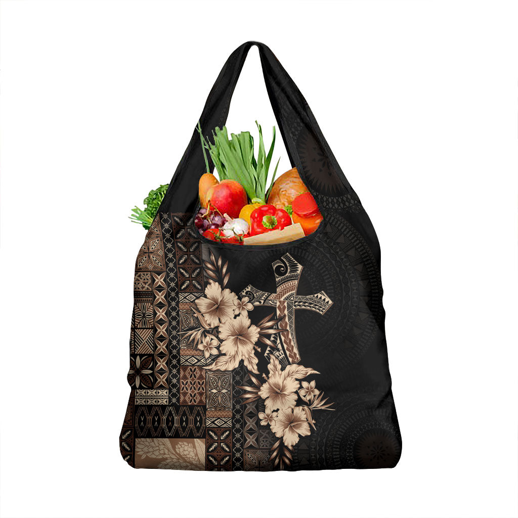 Samoa AIGA Mamanu Siapo Malu Motifs Grocery Bag Black Ver LT7 1-pack One Size Black - Polynesian Pride