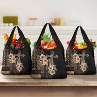 Samoa AIGA Mamanu Siapo Malu Motifs Grocery Bag Black Ver LT7 3-pack One Size Black - Polynesian Pride