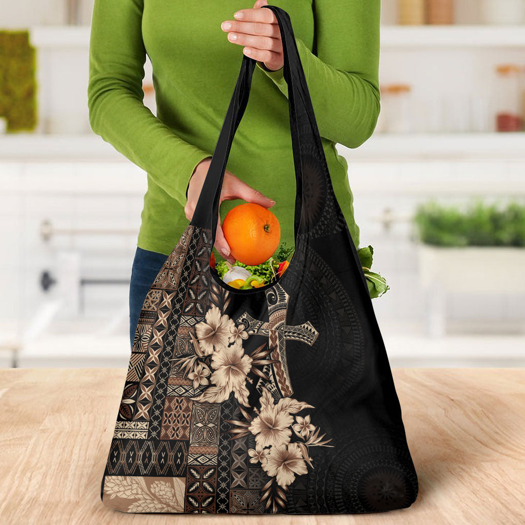 Samoa AIGA Mamanu Siapo Malu Motifs Grocery Bag Black Ver LT7 - Polynesian Pride