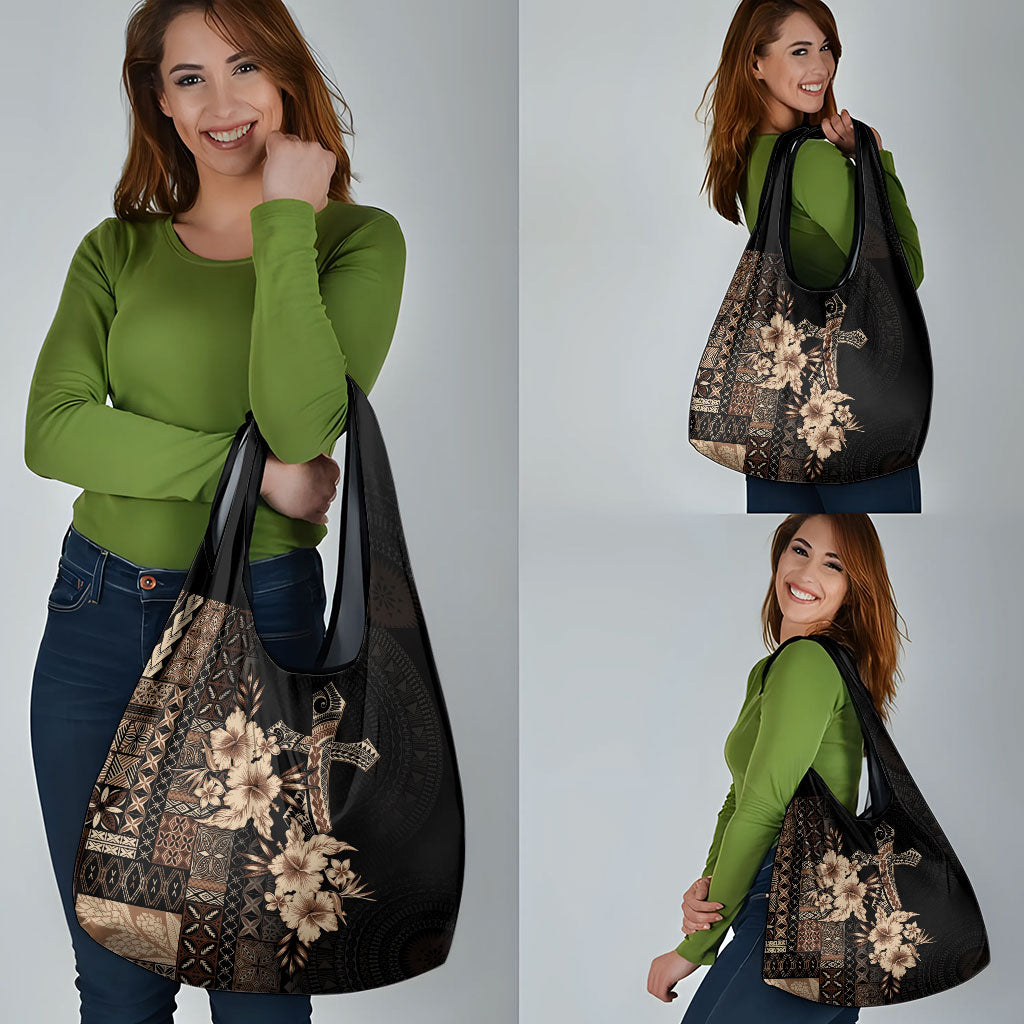 Samoa AIGA Mamanu Siapo Malu Motifs Grocery Bag Black Ver LT7 - Polynesian Pride