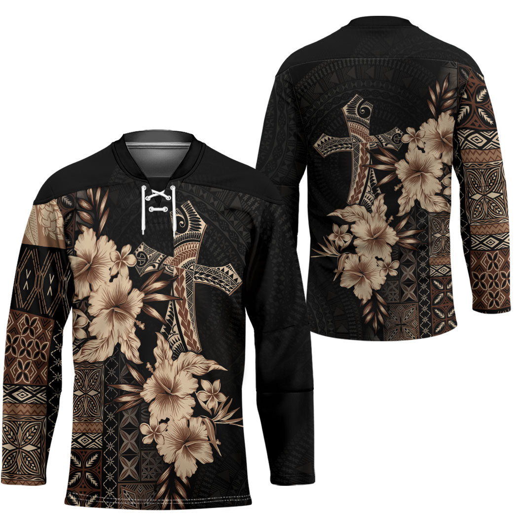 Samoa AIGA Mamanu Siapo Malu Motifs Hockey Jersey Black Ver LT7 - Polynesian Pride