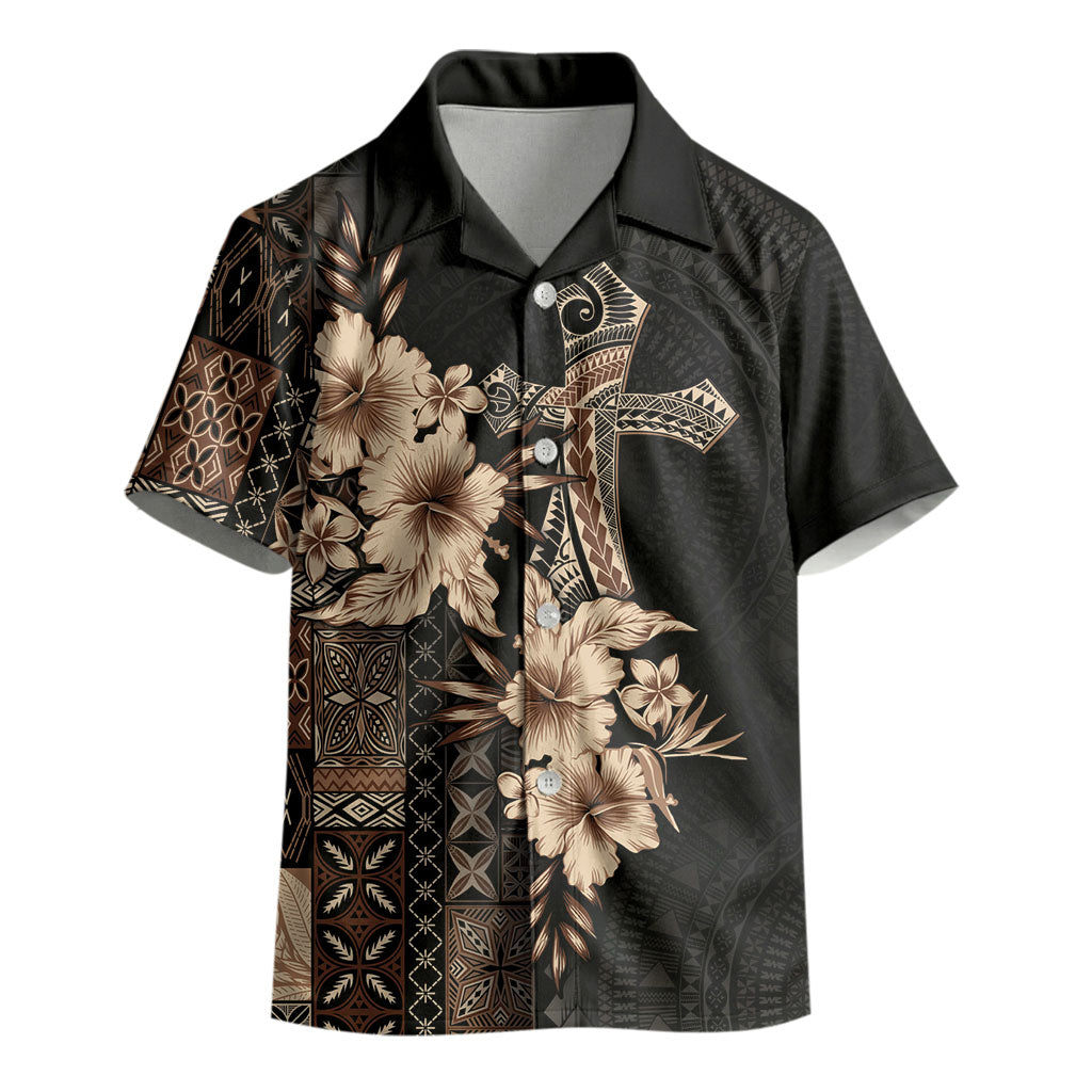 Samoa AIGA Mamanu Siapo Malu Motifs Kid Hawaiian Shirt Black Ver LT7 - Polynesian Pride