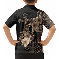 Samoa AIGA Mamanu Siapo Malu Motifs Kid Hawaiian Shirt Black Ver LT7 - Polynesian Pride