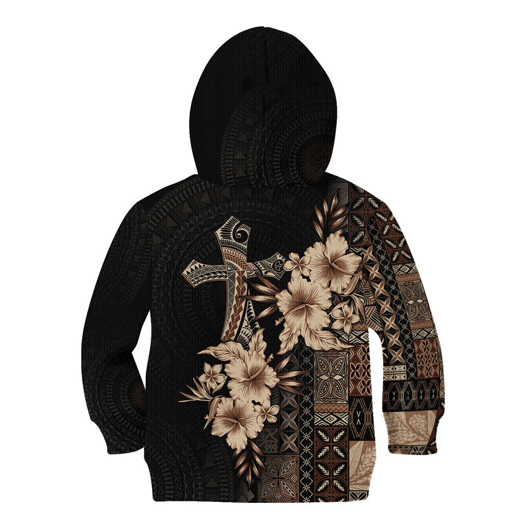 Samoa AIGA Mamanu Siapo Malu Motifs Kid Hoodie Black Ver LT7 - Polynesian Pride