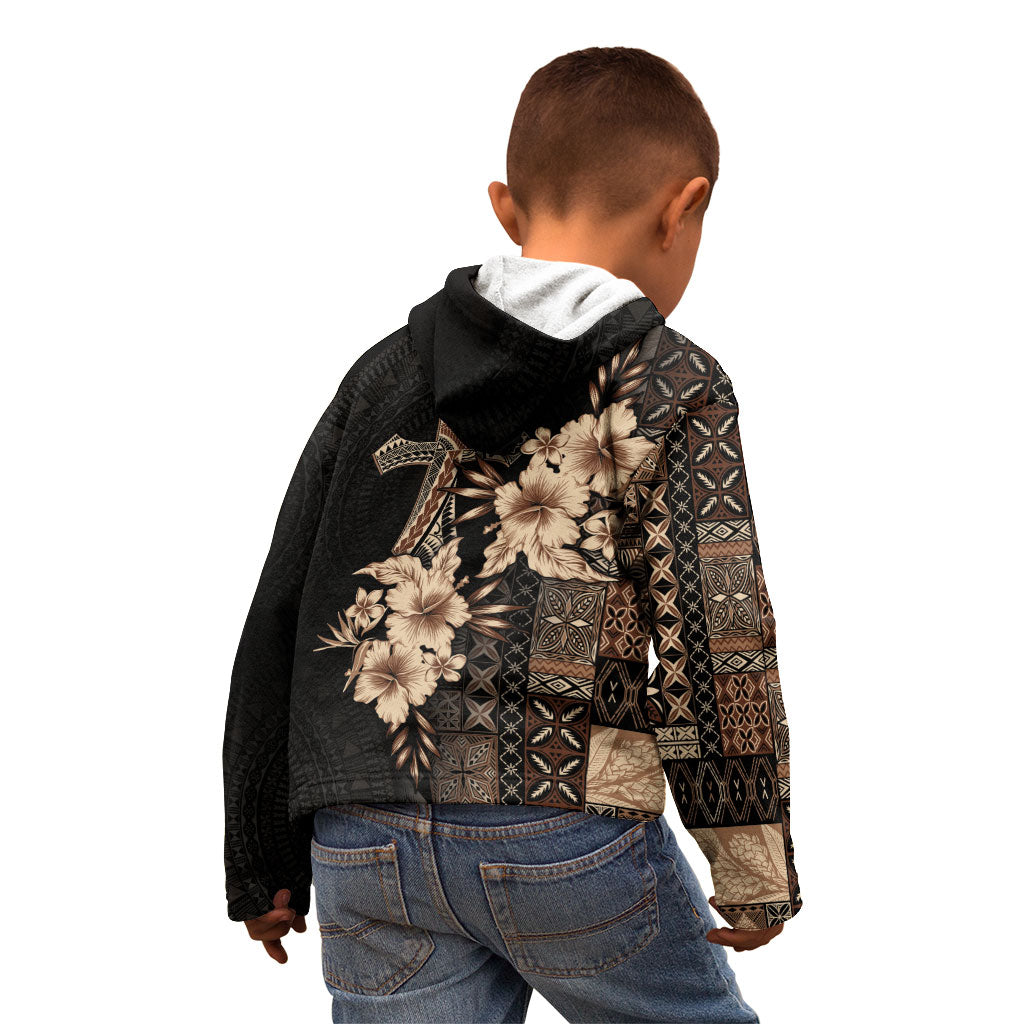 Samoa AIGA Mamanu Siapo Malu Motifs Kid Hoodie Black Ver LT7 - Polynesian Pride