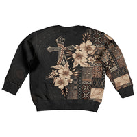 Samoa AIGA Mamanu Siapo Malu Motifs Kid Ugly Christmas Sweater Black Ver LT7 - Polynesian Pride