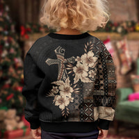 Samoa AIGA Mamanu Siapo Malu Motifs Kid Ugly Christmas Sweater Black Ver LT7 - Polynesian Pride