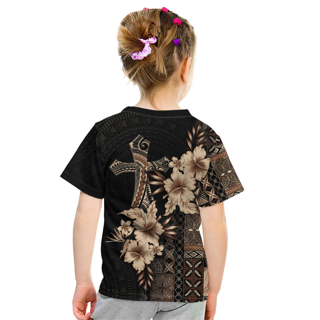 Samoa AIGA Mamanu Siapo Malu Motifs Kid T Shirt Black Ver LT7 - Polynesian Pride