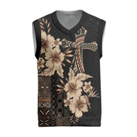 Samoa AIGA Mamanu Siapo Malu Motifs Christmas Knitted V-Neck Vest Black Ver LT7 Black - Polynesian Pride