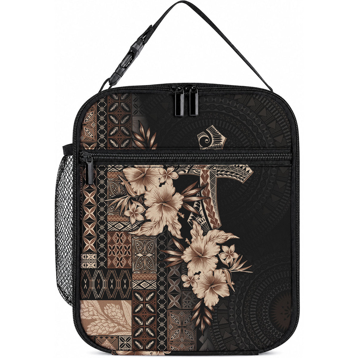 Samoa AIGA Mamanu Siapo Malu Motifs Lunch Bag Black Ver LT7 10.2 × 8.3 × 4.3 inch Black - Polynesian Pride