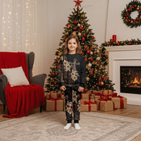 Samoa AIGA Mamanu Siapo Malu Motifs Christmas Pajama Set Black Ver LT7 Kid Black - Polynesian Pride