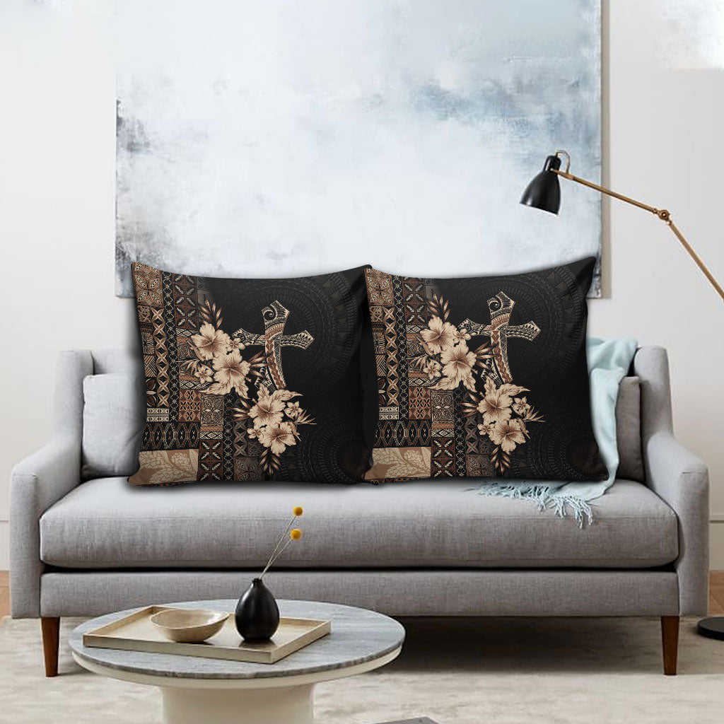 Samoa AIGA Mamanu Siapo Malu Motifs Pillow Cover Black Ver LT7 - Polynesian Pride