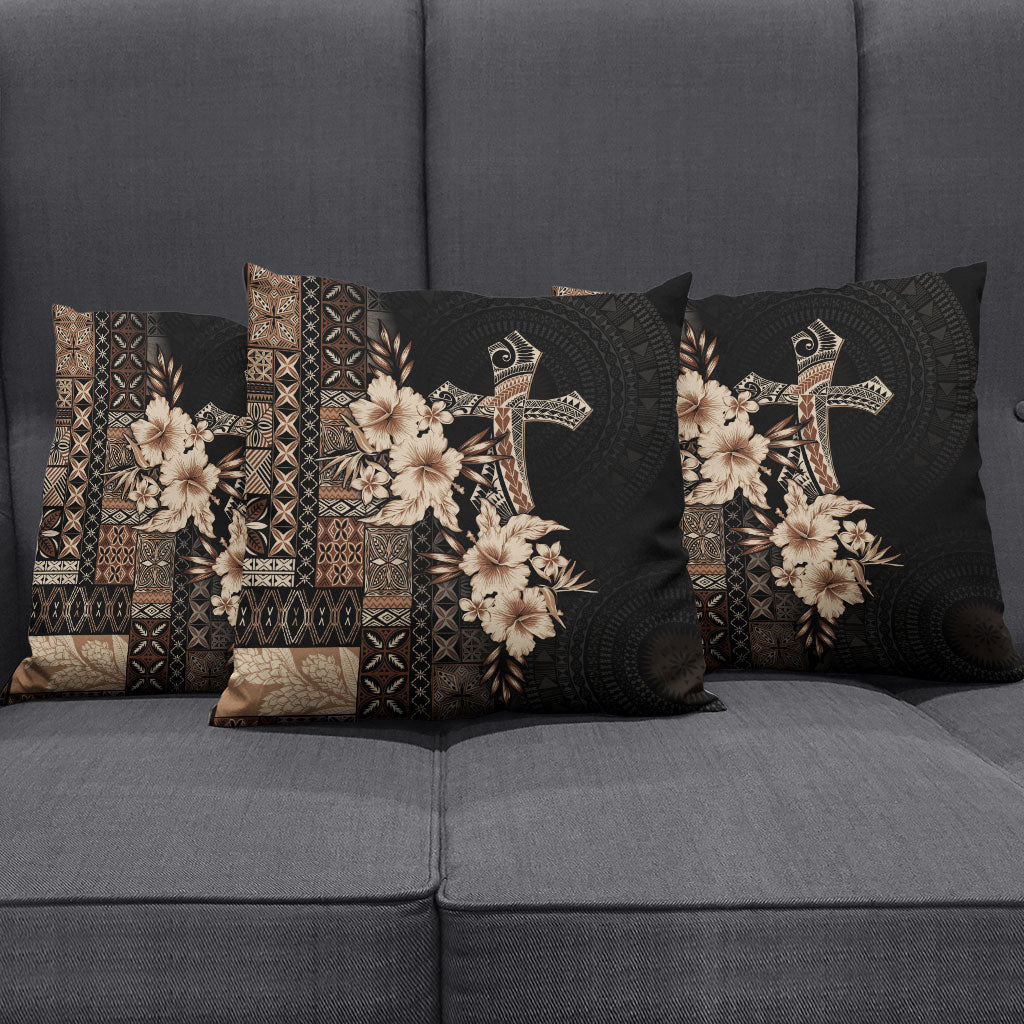 Samoa AIGA Mamanu Siapo Malu Motifs Pillow Cover Black Ver LT7 - Polynesian Pride