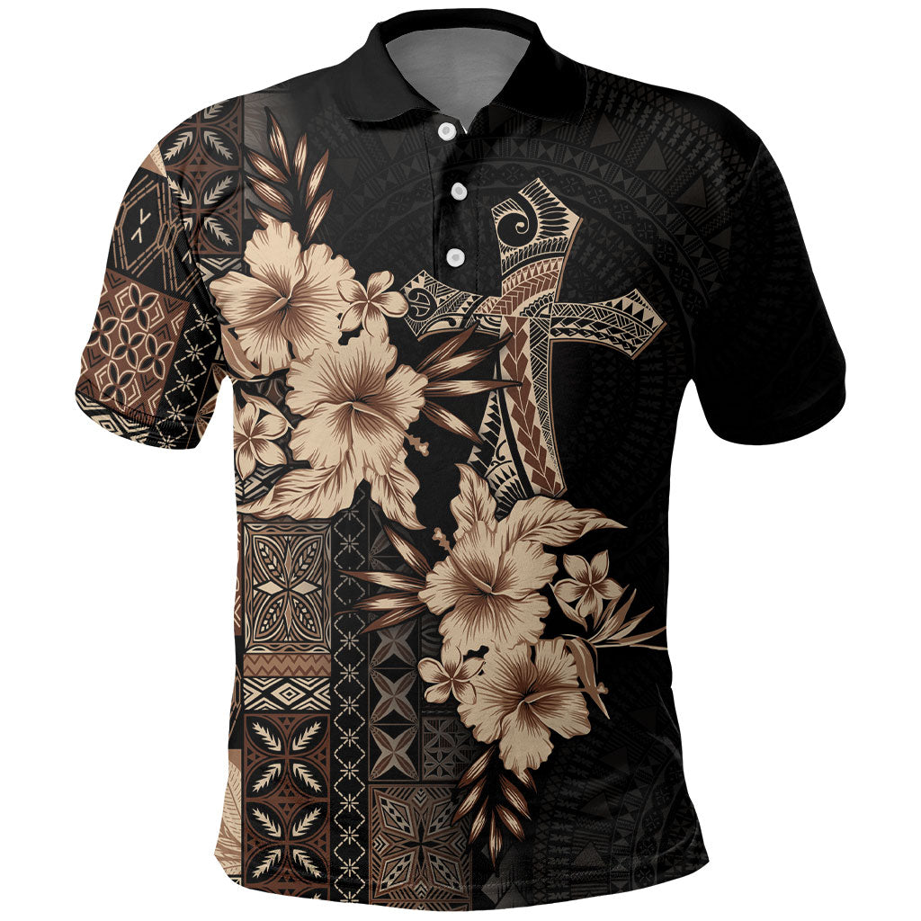 Samoa AIGA Mamanu Siapo Malu Motifs Polo Shirt Black Ver LT7 Black - Polynesian Pride