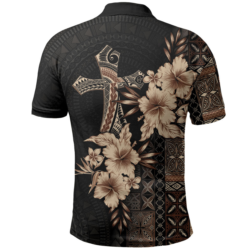 Samoa AIGA Mamanu Siapo Malu Motifs Polo Shirt Black Ver LT7 - Polynesian Pride