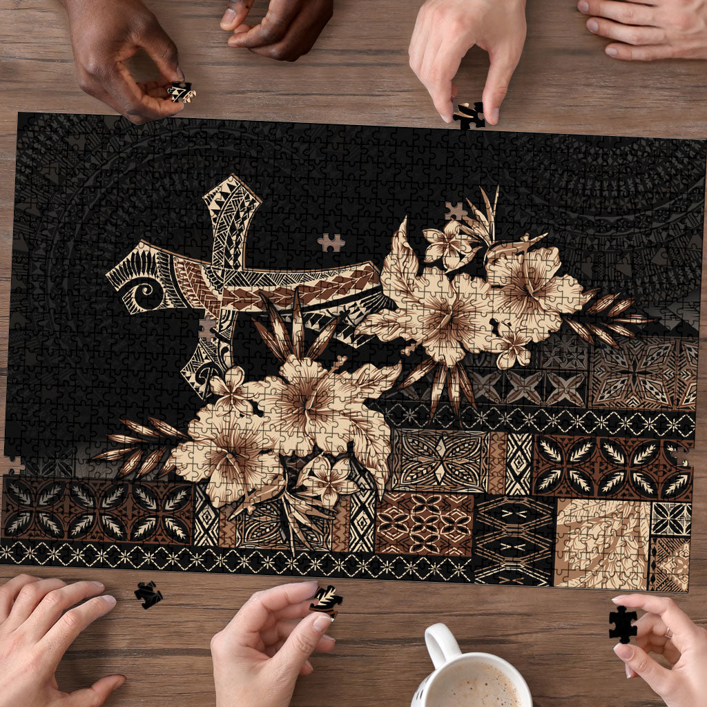 Samoa AIGA Mamanu Siapo Malu Motifs Puzzle Black Ver LT7 - Polynesian Pride