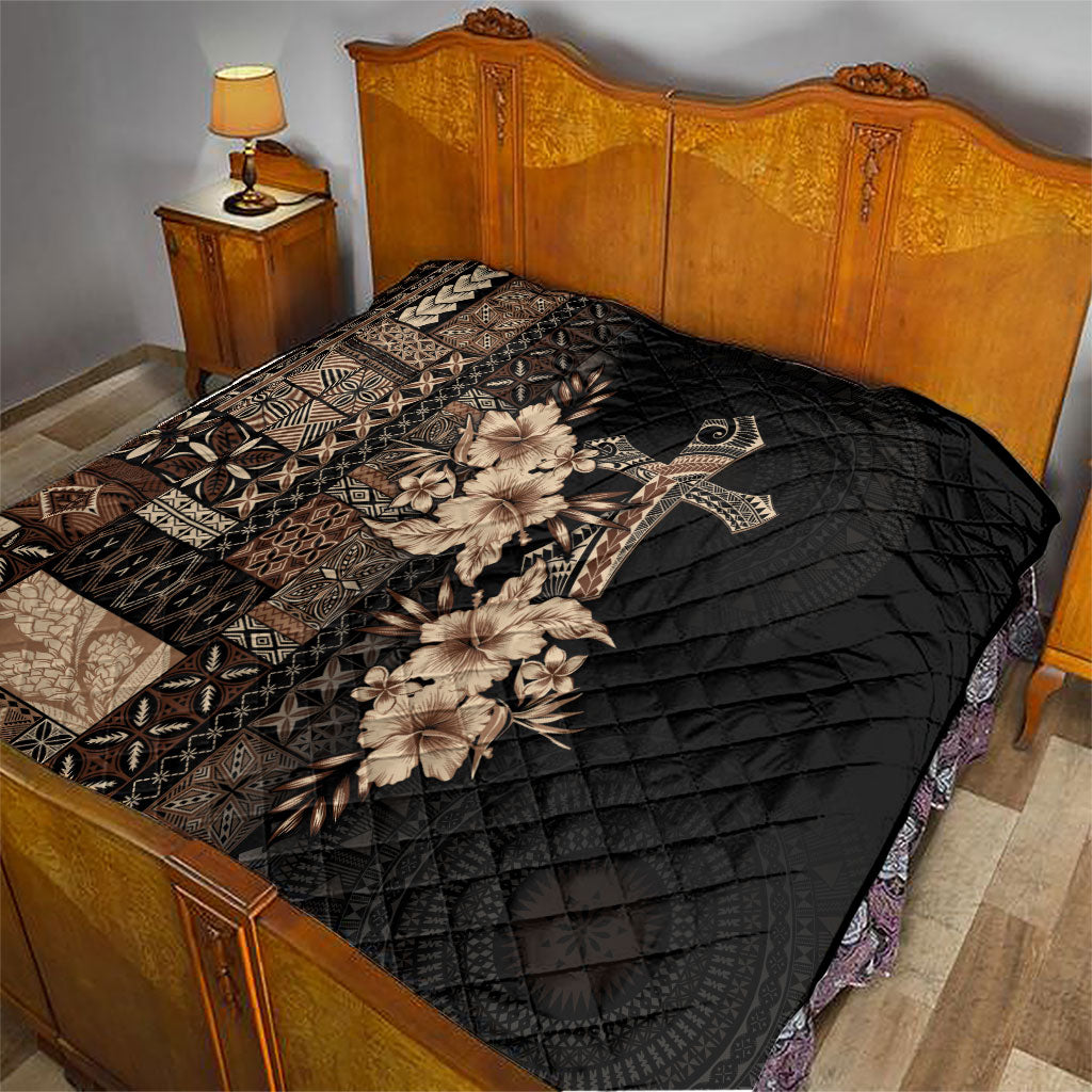 Samoa AIGA Mamanu Siapo Malu Motifs Quilt Black Ver