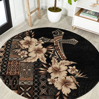 Samoa AIGA Mamanu Siapo Malu Motifs Round Carpet Black Ver LT7 Black - Polynesian Pride