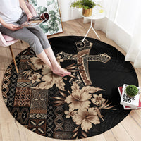Samoa AIGA Mamanu Siapo Malu Motifs Round Carpet Black Ver LT7 - Polynesian Pride