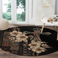 Samoa AIGA Mamanu Siapo Malu Motifs Round Carpet Black Ver LT7 - Polynesian Pride