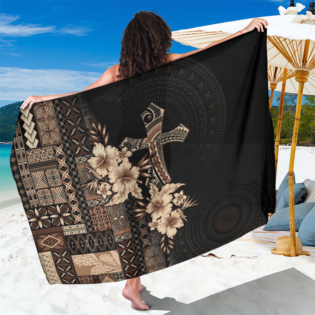 Samoa AIGA Mamanu Siapo Malu Motifs Sarong Black Ver LT7 One Size 44 x 66 inches Black - Polynesian Pride