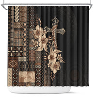 Samoa AIGA Mamanu Siapo Malu Motifs Shower Curtain Black Ver LT7 Black - Polynesian Pride
