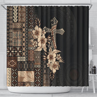Samoa AIGA Mamanu Siapo Malu Motifs Shower Curtain Black Ver LT7 - Polynesian Pride