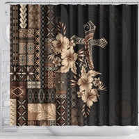 Samoa AIGA Mamanu Siapo Malu Motifs Shower Curtain Black Ver LT7 - Polynesian Pride