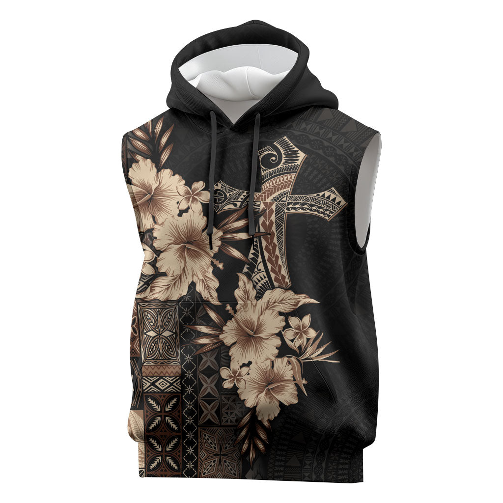 Samoa AIGA Mamanu Siapo Malu Motifs Sleeveless Hoodie Black Ver LT7 Black - Polynesian Pride