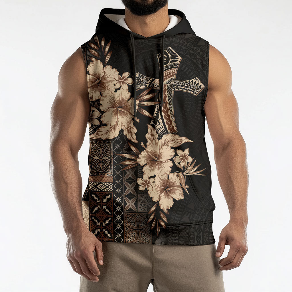 Samoa AIGA Mamanu Siapo Malu Motifs Sleeveless Hoodie Black Ver LT7 - Polynesian Pride