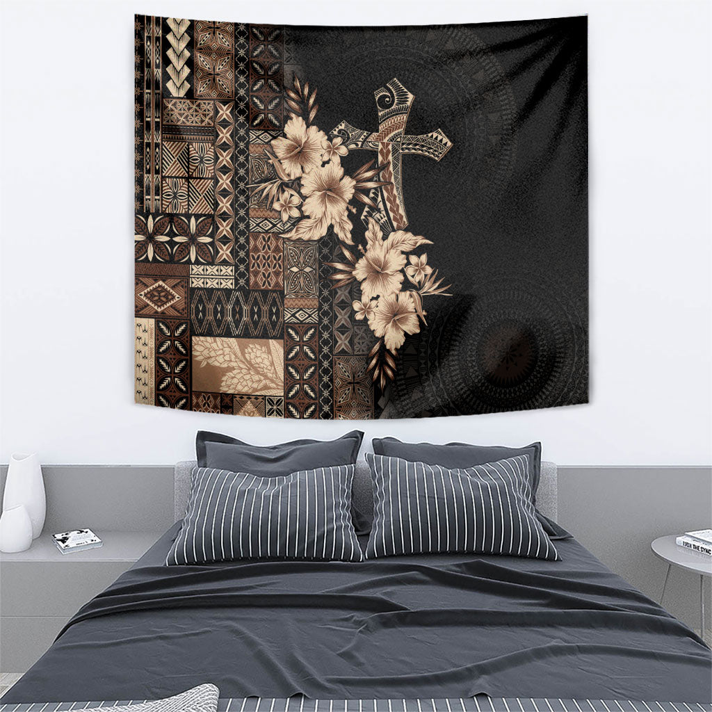 Samoa AIGA Mamanu Siapo Malu Motifs Tapestry Black Ver LT7 - Polynesian Pride