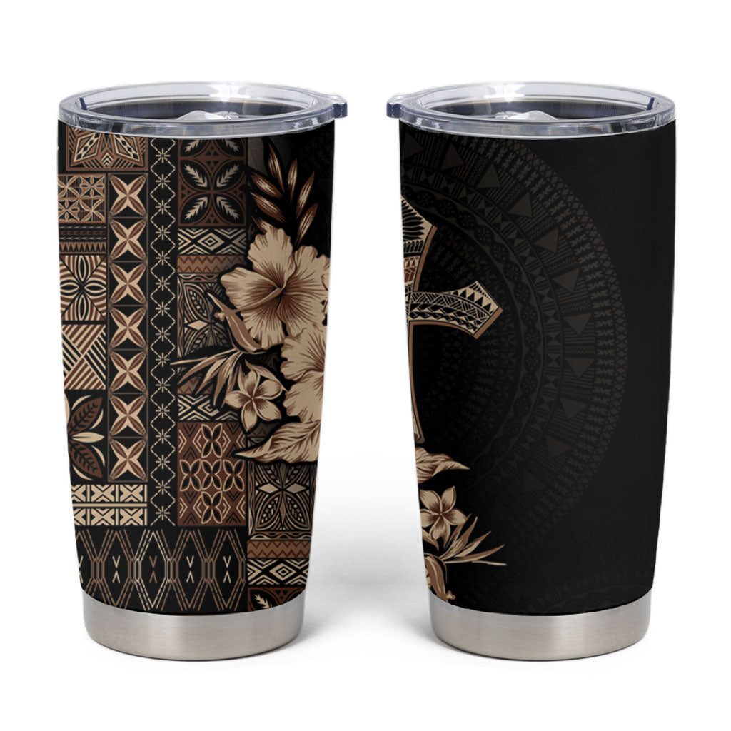 Samoa AIGA Mamanu Siapo Malu Motifs Tumbler Cup Black Ver LT7 Black - Polynesian Pride