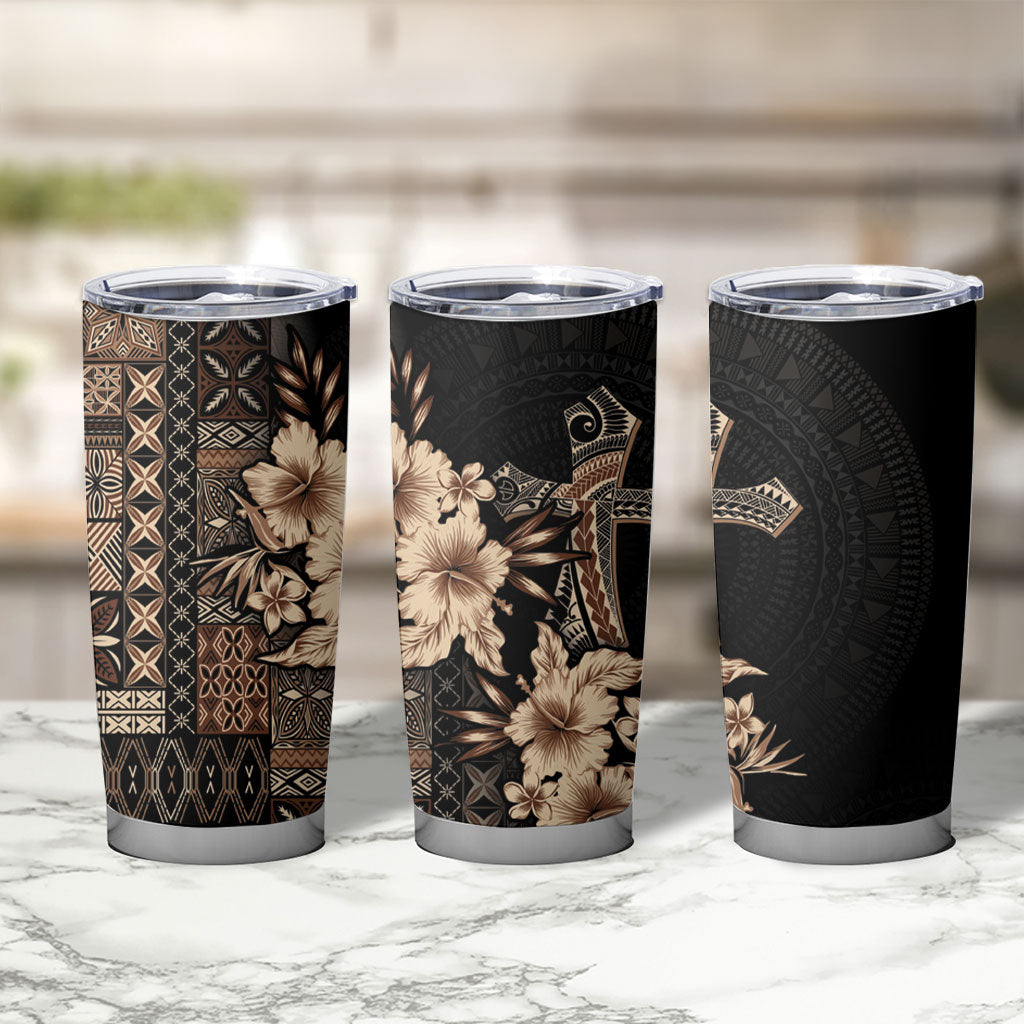 Samoa AIGA Mamanu Siapo Malu Motifs Tumbler Cup Black Ver LT7 - Polynesian Pride