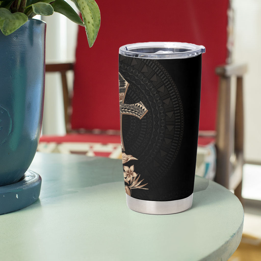 Samoa AIGA Mamanu Siapo Malu Motifs Tumbler Cup Black Ver LT7 - Polynesian Pride