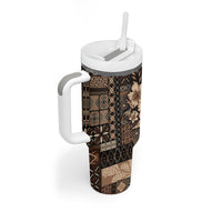 Samoa AIGA Mamanu Siapo Malu Motifs Tumbler With Handle Black Ver LT7 - Polynesian Pride