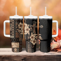 Samoa AIGA Mamanu Siapo Malu Motifs Tumbler With Handle Black Ver LT7 - Polynesian Pride