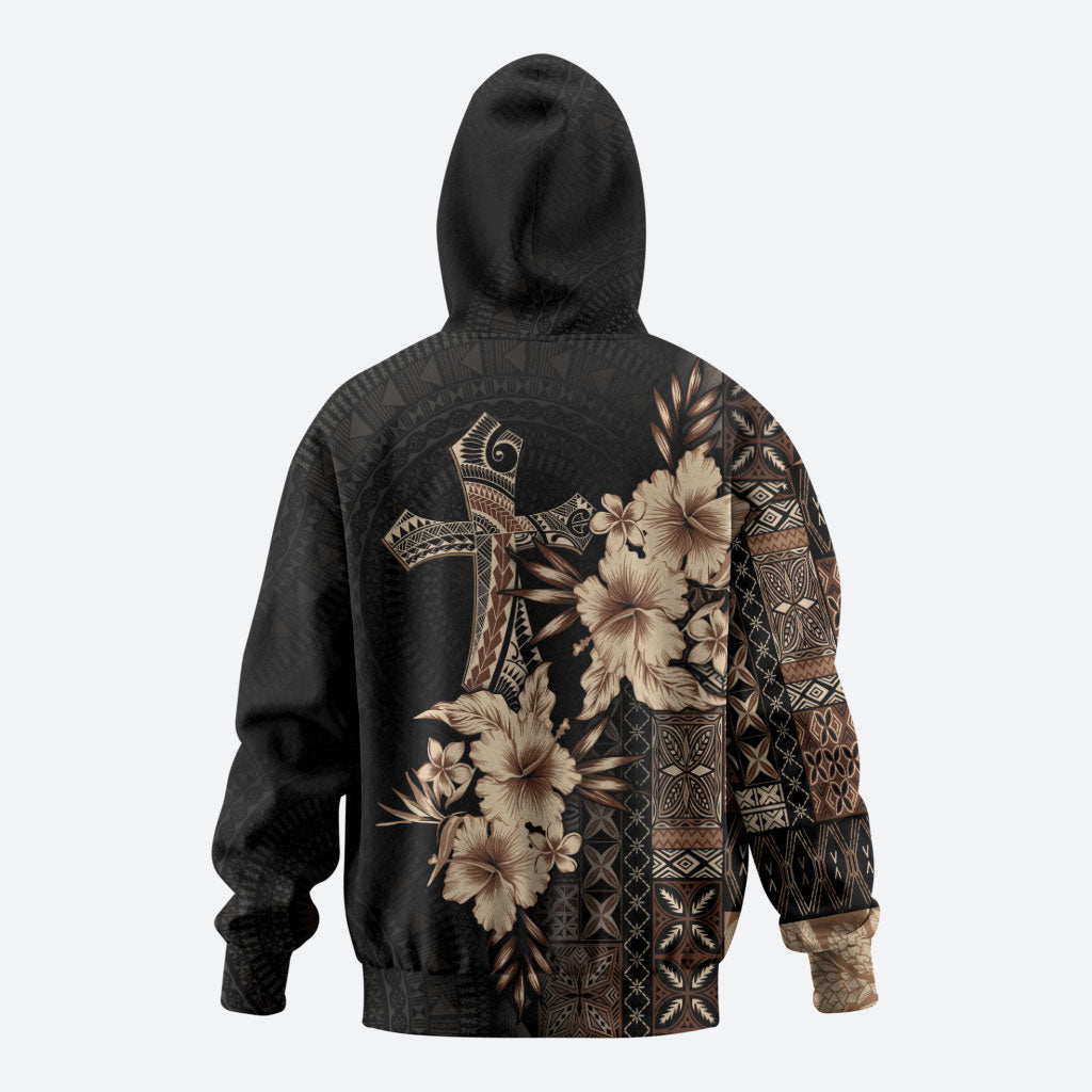 Samoa AIGA Mamanu Siapo Malu Motifs Zip Hoodie Black Ver LT7 - Polynesian Pride