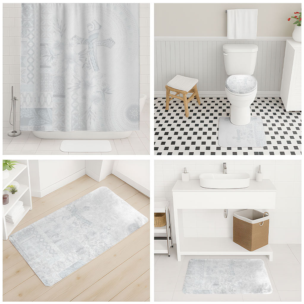 Samoa AIGA Mamanu Siapo Malu Motifs Bathroom Set Lotu a Tamaiti White Ver LT7 - Polynesian Pride