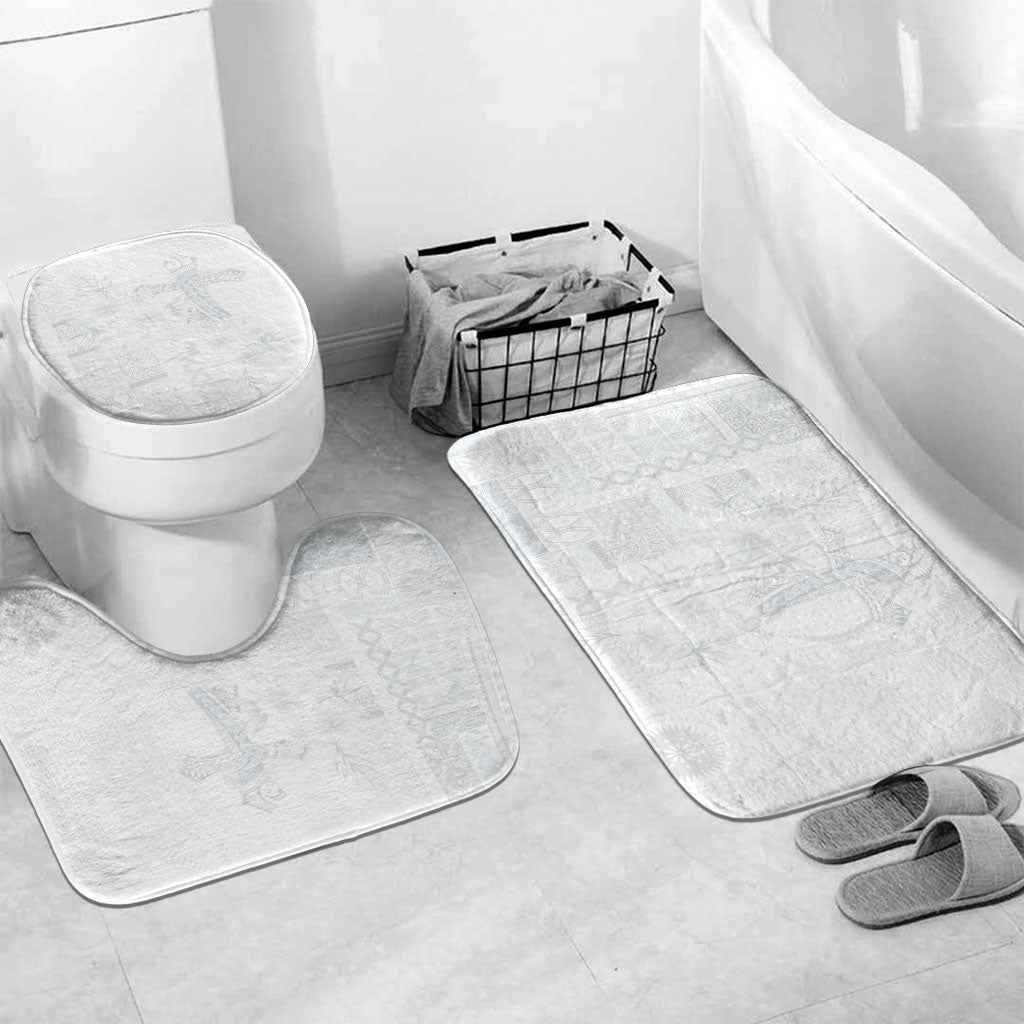 Samoa AIGA Mamanu Siapo Malu Motifs Bathroom Set Lotu a Tamaiti White Ver LT7 Mat Set Only (3 pcs) One Size White - Polynesian Pride