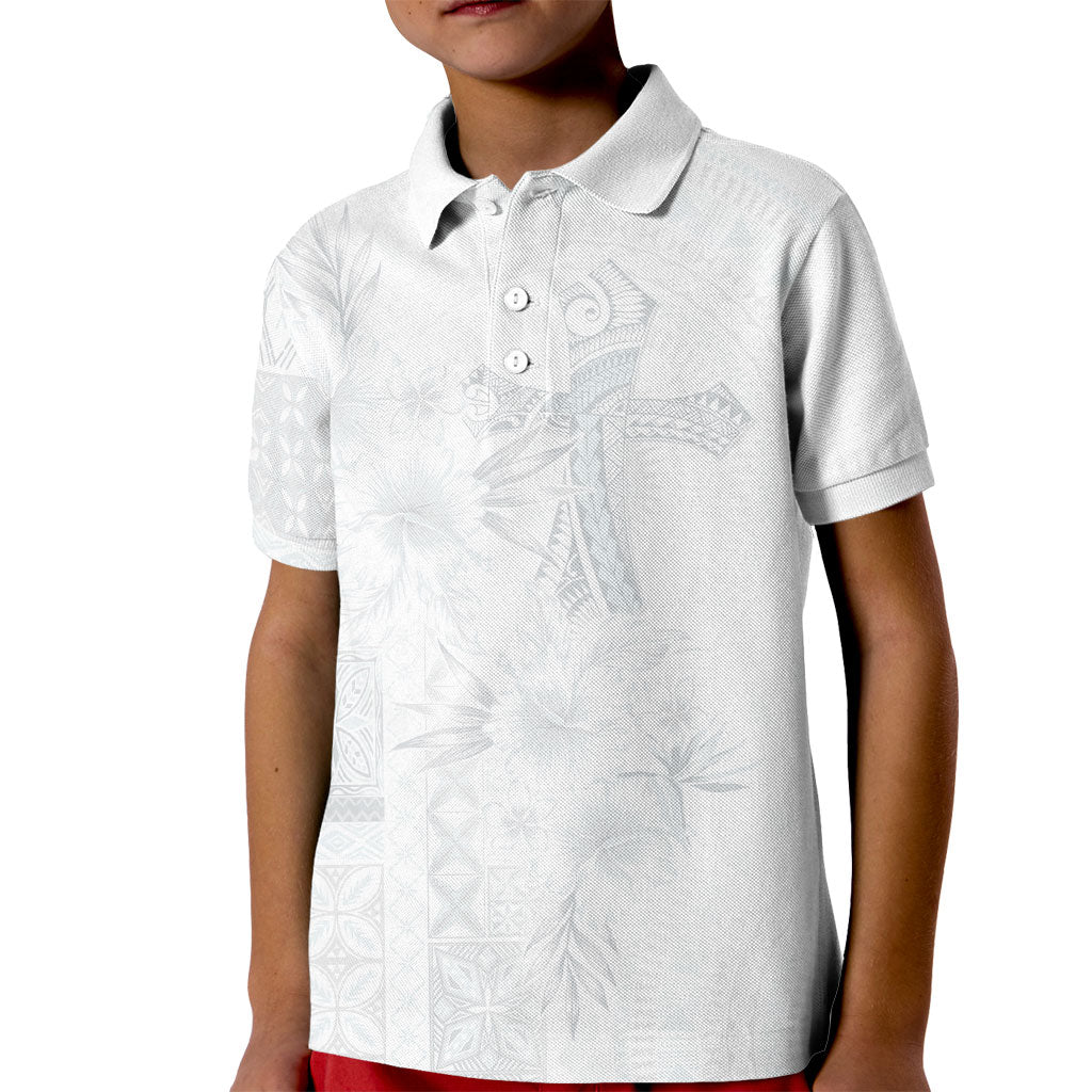Samoa AIGA Mamanu Siapo Malu Motifs Kid Polo Shirt Lotu a Tamaiti White Ver LT7 Kid White - Polynesian Pride
