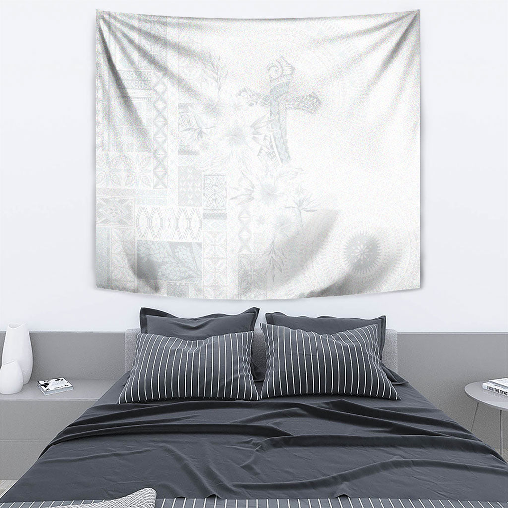 Samoa AIGA Mamanu Siapo Malu Motifs Tapestry Lotu a Tamaiti White Ver LT7 - Polynesian Pride