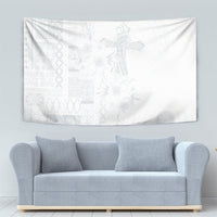 Samoa AIGA Mamanu Siapo Malu Motifs Tapestry Lotu a Tamaiti White Ver LT7 - Polynesian Pride