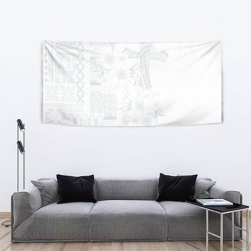 Samoa AIGA Mamanu Siapo Malu Motifs Tapestry Lotu a Tamaiti White Ver LT7 - Polynesian Pride
