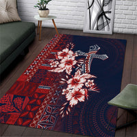 Samoa AIGA Mamanu Siapo Malu Motifs Area Rug Flag Color LT7 Navy Blue - Polynesian Pride