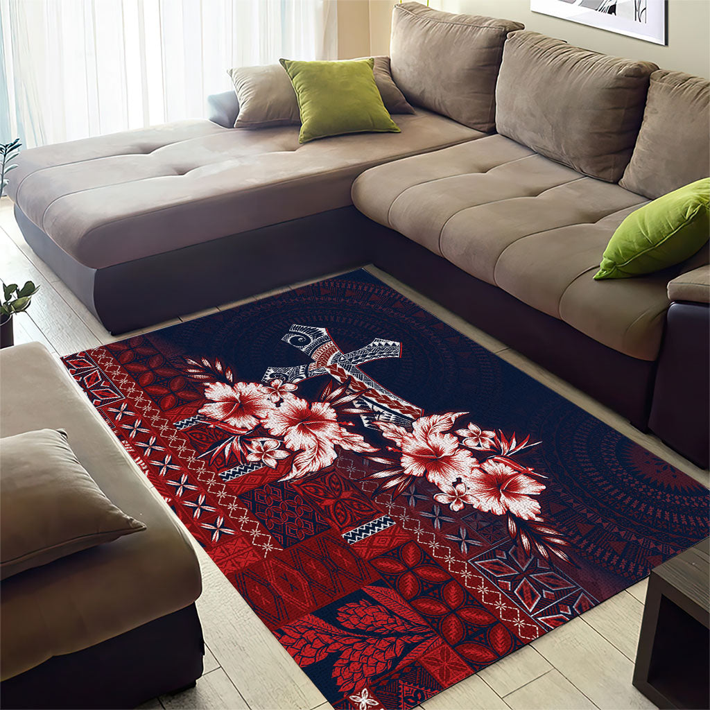 Samoa AIGA Mamanu Siapo Malu Motifs Area Rug Flag Color LT7 - Polynesian Pride