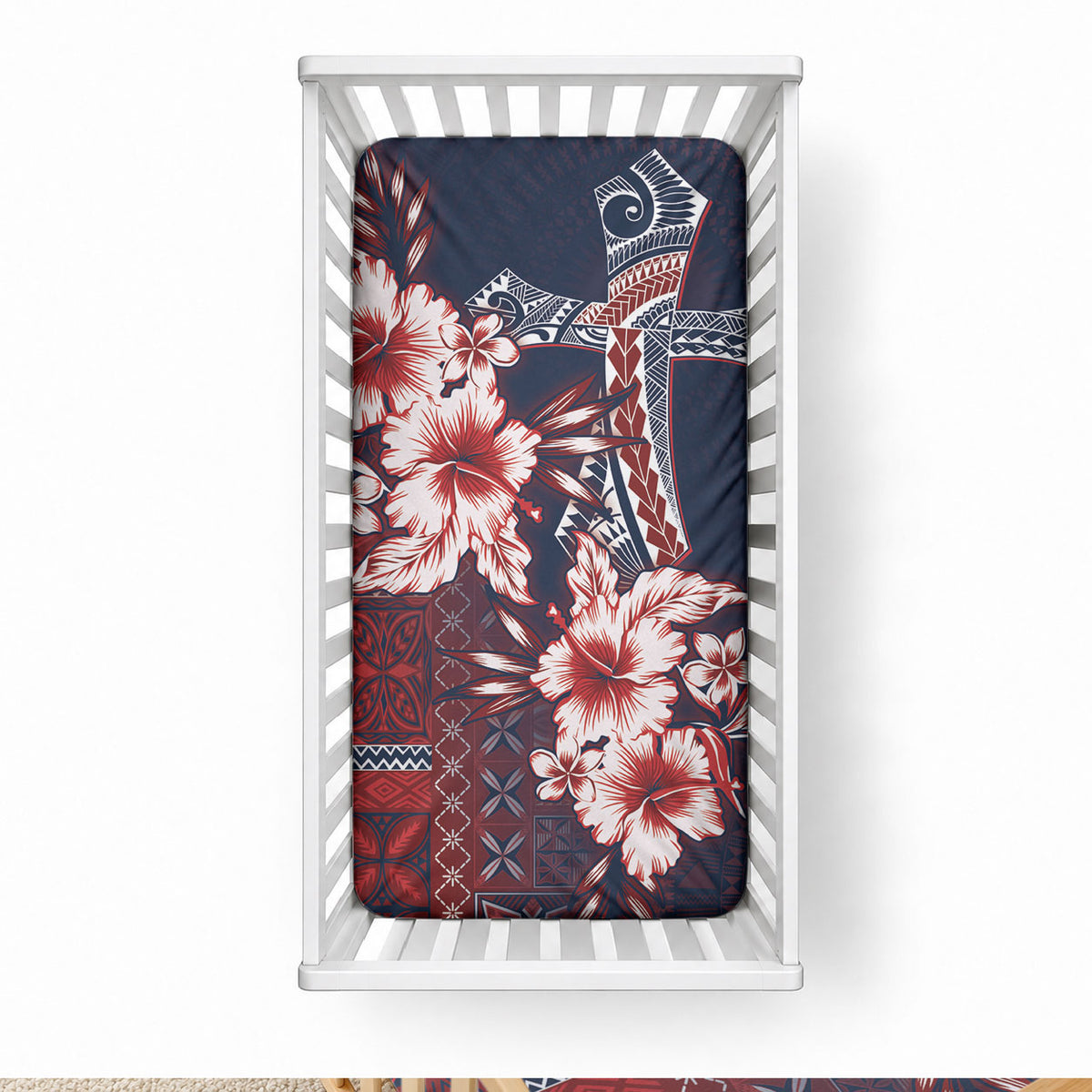 Samoa AIGA Mamanu Siapo Malu Motifs Baby Bed Cover Flag Color LT7 28 × 52 in Navy Blue - Polynesian Pride